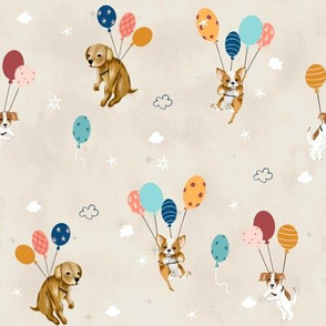 dogs with baloons beige
