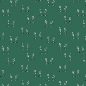 Hop Cute Bunnies on Forest Green Pattern for Kids