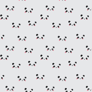 Cute Panda Faces on Grey