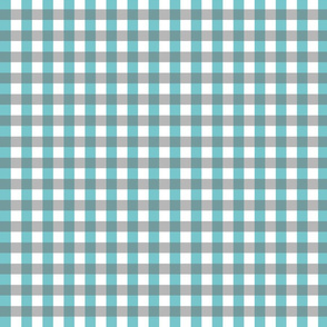 Aqua & Gray on White Plaid 