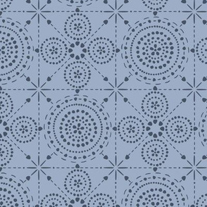 Savanna Tile: Slate Blue Dotted Circles, Punched Tin