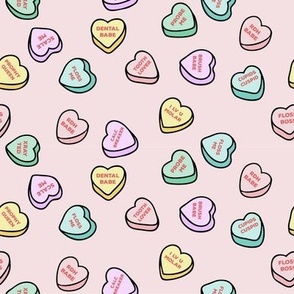 Cute Dental Candy Hearts - pink & black