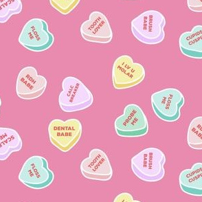 Cute Dental Candy Hearts - Pink & white