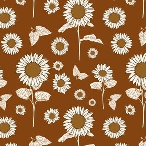 Retro Sunflowers / Burnt Orange