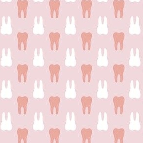 Peach pink teeth, dental fabric, cute dentistry