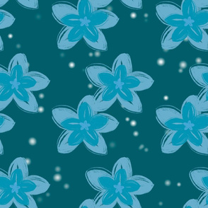 fireflies and flowers teal