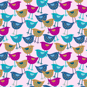 Funny birds - pink background