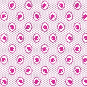 Micro Unicorn Cameo Portrait Pattern in Barbie Pink on White