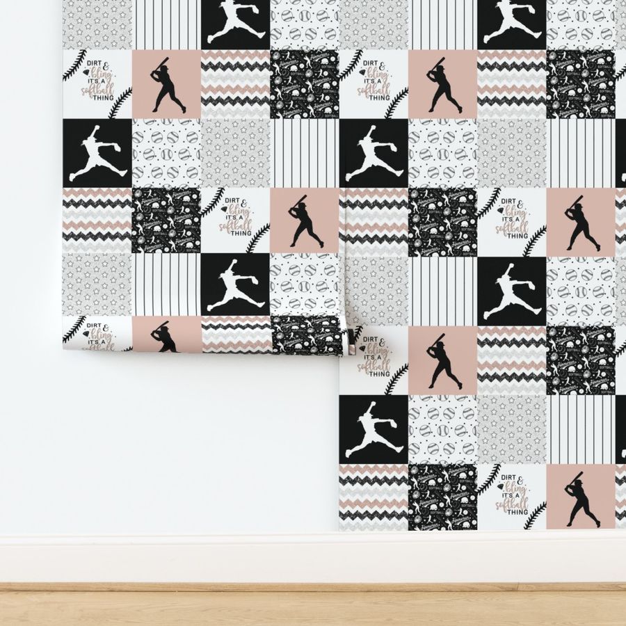 Softball//Dirt & Bling//Blush - Wholecloth Cheater Quilt