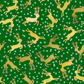 Gold Leaping Reindeer Toss on Green