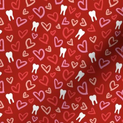 Valentines hearts and teeth red