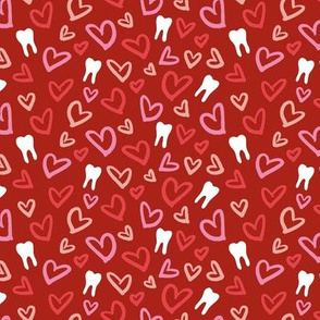 Valentines hearts and teeth red