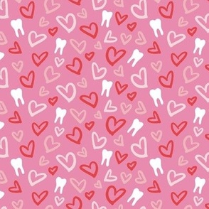 Valentines hearts and teeth pink