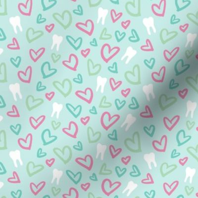 Valentines hearts & teeth teal