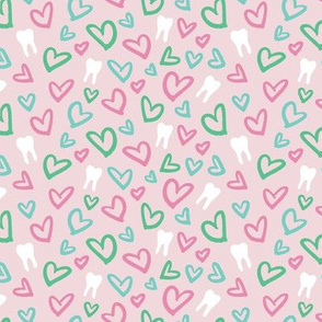 Valentines hearts & teeth - pink teal