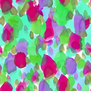 Watercolour abstract speckles in magenta green