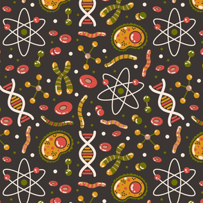 Molecules and Atoms Pattern on Brown