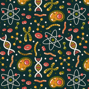 Molecules and Atoms Pattern on Green