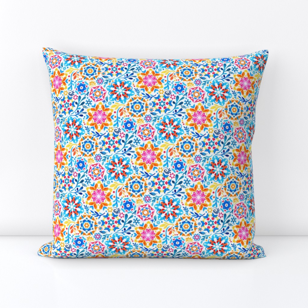 Watercolor Kaleidoscope Floral - brights, extra small print