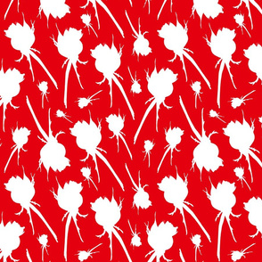 Windswept Romance (Valentine's Rosebud) - white on scarlet red, medium 