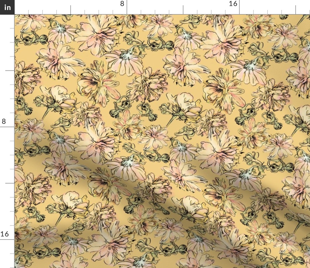 Mums pattern with a yellow background.