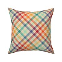 Light Diagonal Retro Rainbow Plaid - medium