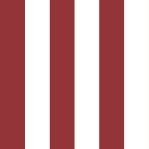 classic wide stripes brick red and white, 3 inch bold stripes, dark red