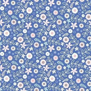 Spring floral ditsy in blue and pink