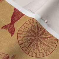 Nautical Pattern in Red and Sepia - Larger