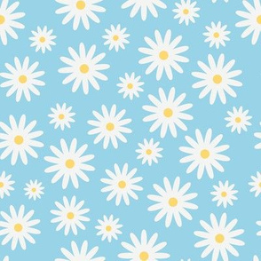Flower Daisies on Blue