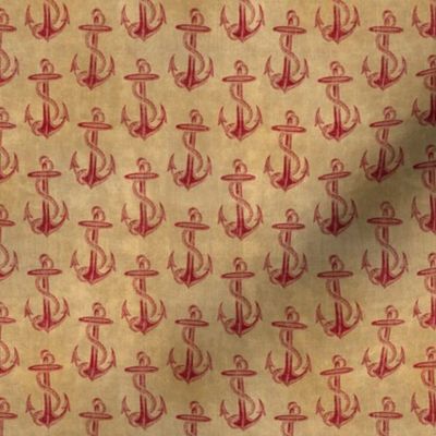 Small Vintage Anchors in Red and Sepia