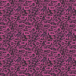 Snake pink block print small