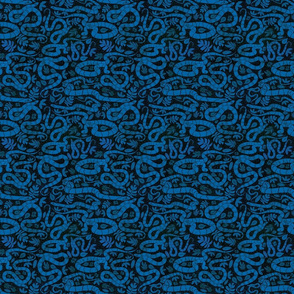 Snake blue block print small
