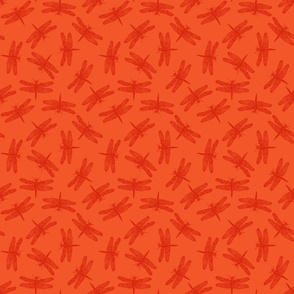 Tossed Vintage Dragonfly Pattern in Orange