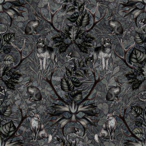 small damask green man black and brown slate winter autumn FLWRHT