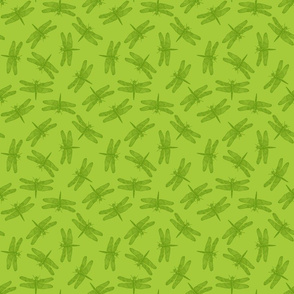 Tossed Vintage Dragonfly Pattern in Green