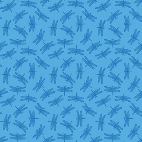 Tossed Vintage Dragonfly Pattern in Blue