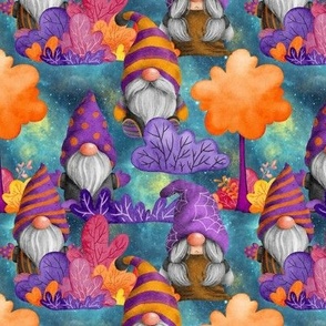 small HALLOWEEN GNOMES IN THE FOREST BLUE FLWRHT