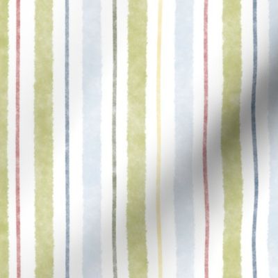 Watercolor stripe White, Green, Blue & Red