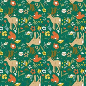 Forest Green Woodland Print