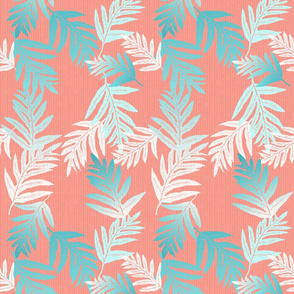 small Tropical fern-aqua on coral