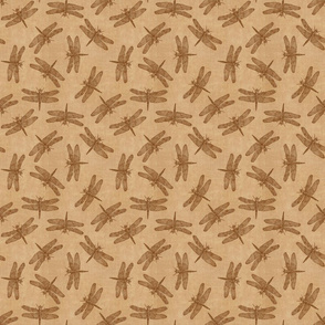 Tossed Vintage Dragonfly Pattern in Sepia - smaller