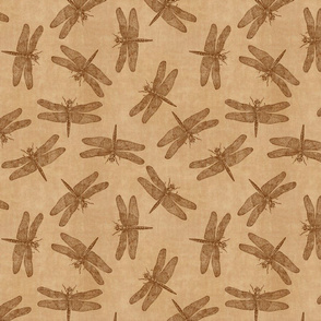 Tossed Vintage Dragonfly Pattern in Sepia - large