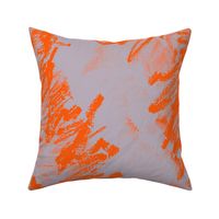 Orange Silver Gray Floral Abstract Oversize