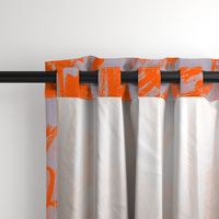 Orange Silver Gray Floral Abstract Oversize