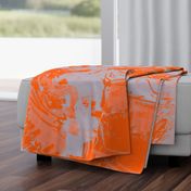 Orange Silver Gray Floral Abstract Oversize