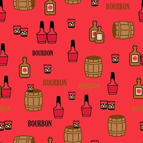 Bourbon Bottle Whiskey Red Background Smaller Design