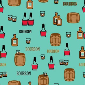 Bourbon Bottle Whiskey Green Background Smaller Design