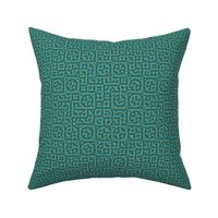 circles in squares in Moroccan teal - Turing pattern 6