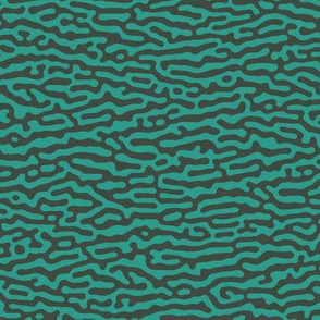 wave or tree bark pattern, teal and olive - Turing pattern #5